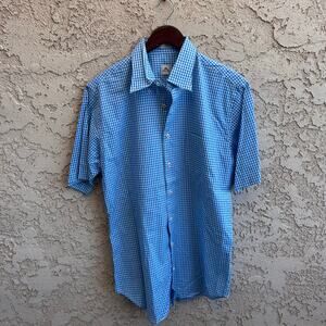 Peter Millar Gingham Check Short Sleeve Button Down Shirt Size Mens Medium